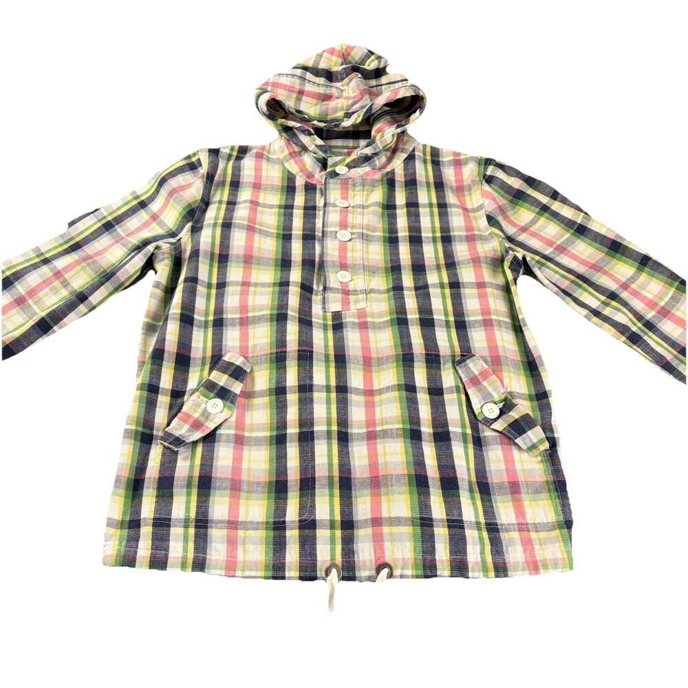 Merona Women’s Plaid Drawstring 4 Button Pullover Hoodie Jacket Size Large - Picture 4 of 15